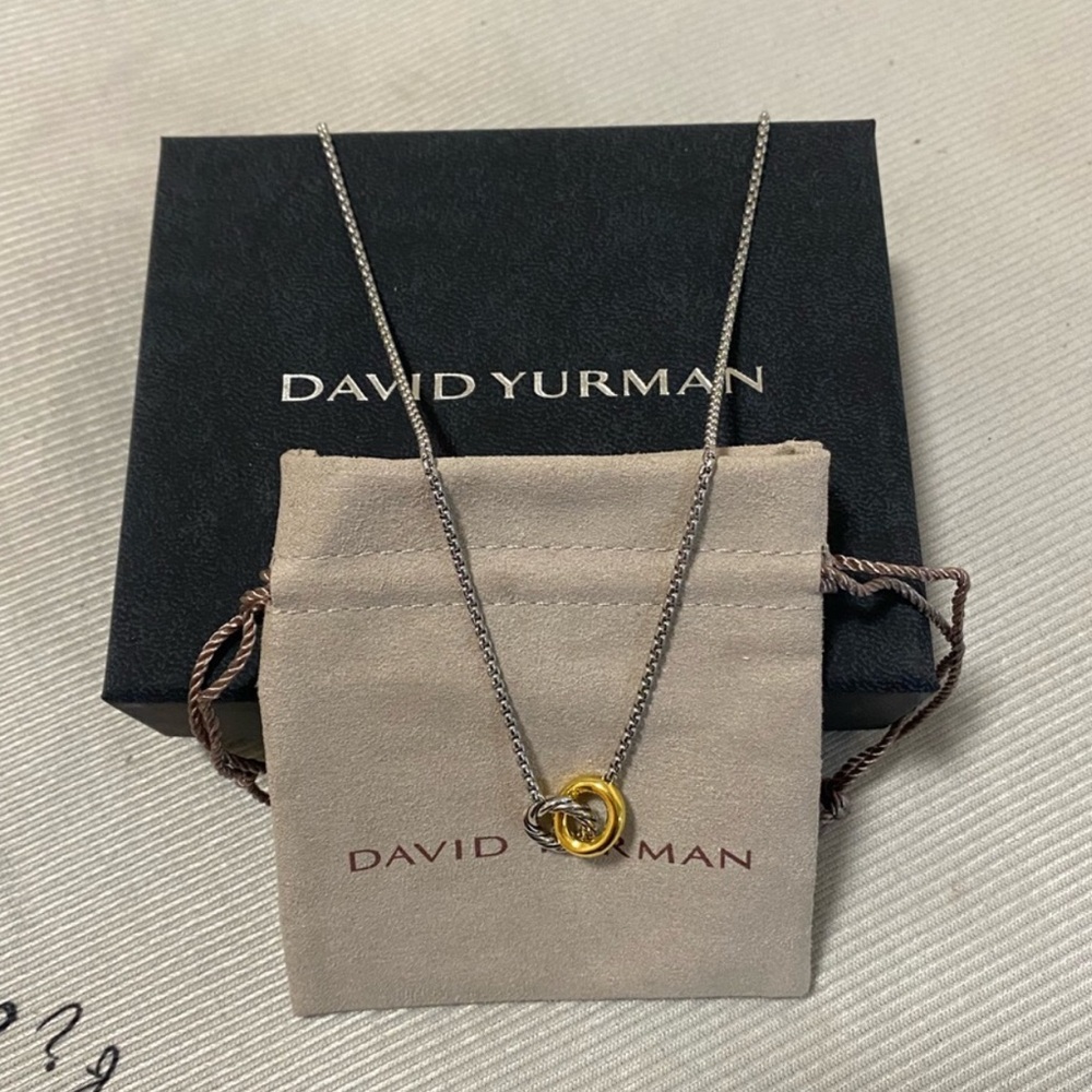 David Yurman Two-Tone Cable Knot Necklace in Silver and Gold